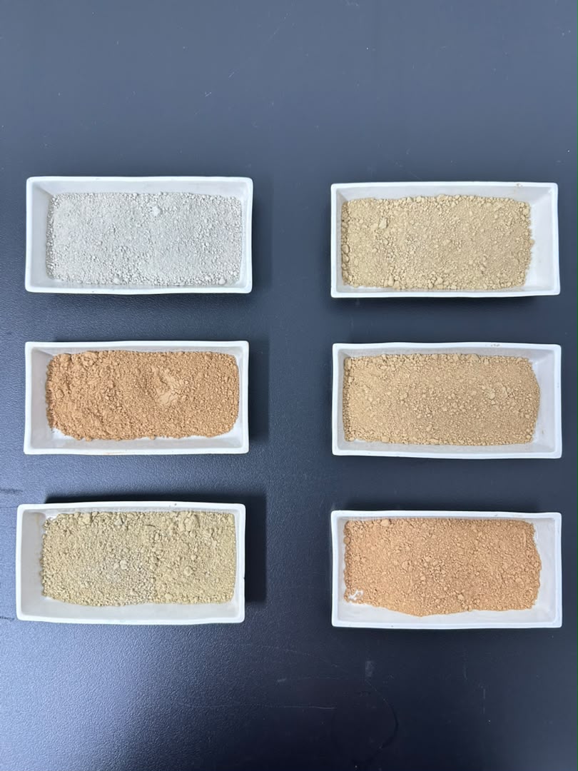 Six trays of prepared geological sample powders