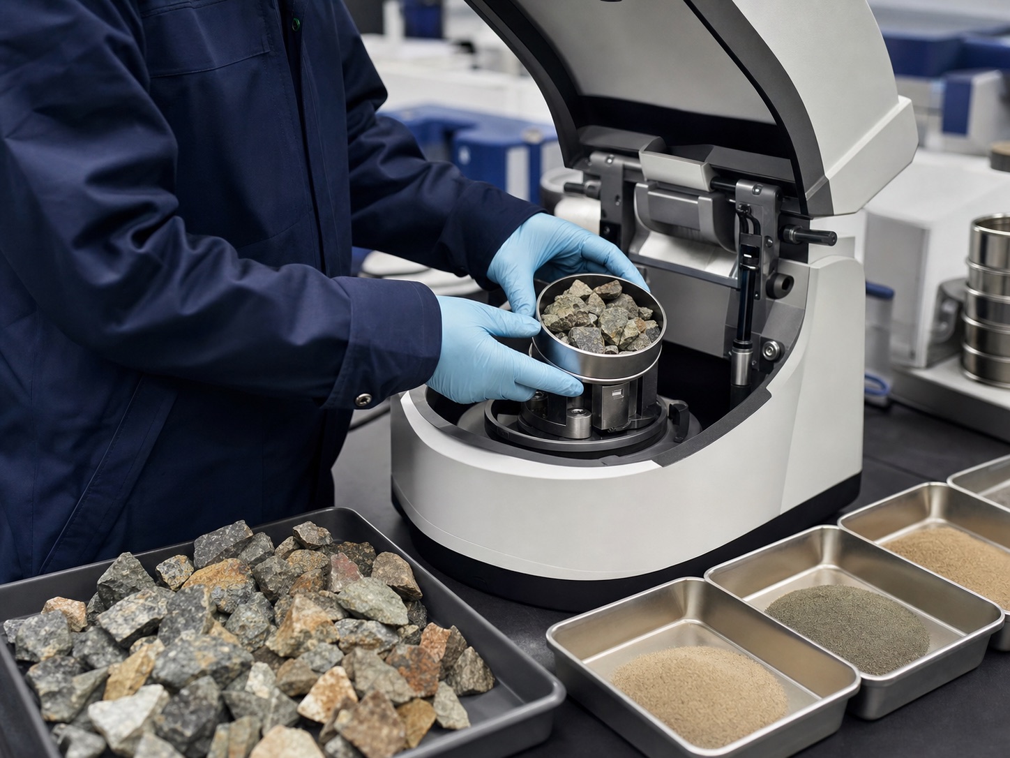 Mineral sample preparation in a laboratory